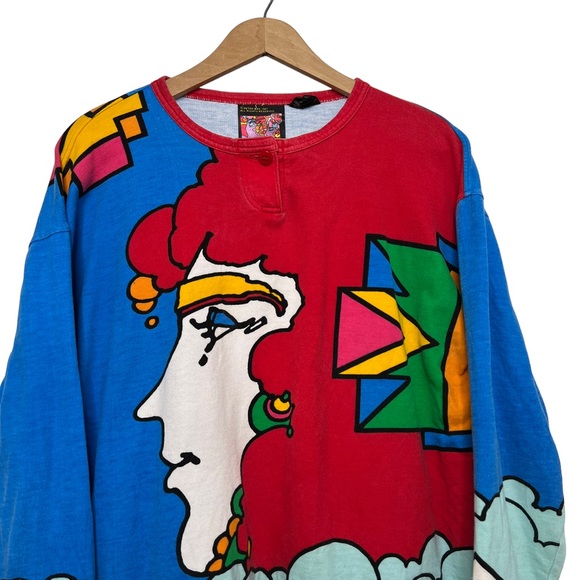 VTG 1987 Peter Max Neo Max New Atlantis / Playing Clouds Long Sleeve Shirt Small - Picture 4 of 16